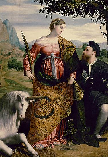 MORETTO da Brescia Saint Justina with the Unicorn oil painting picture